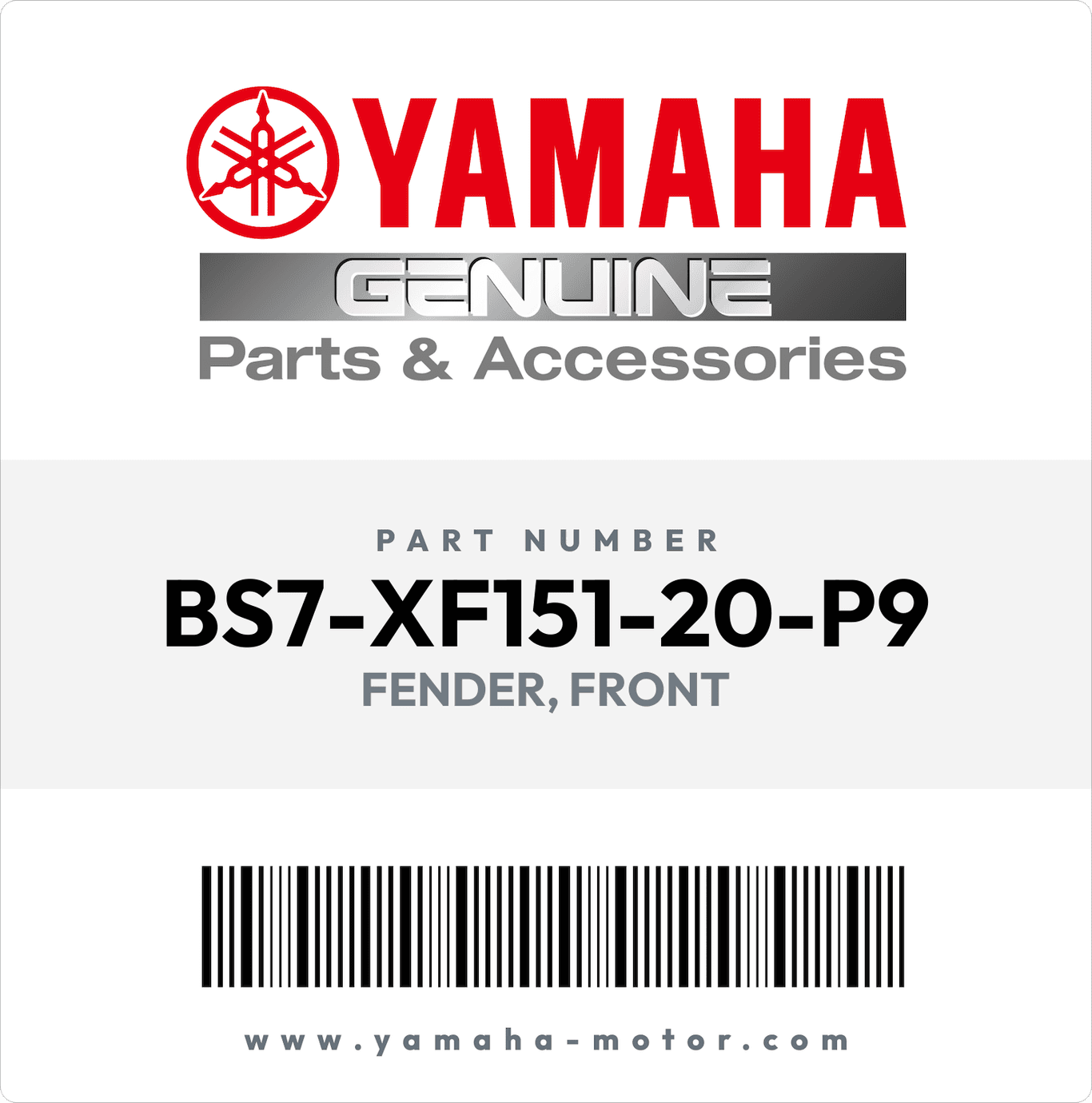 YAMAHA OEM FENDER, FRONT -- BS7-XF151-20-P9 | Genuine Yamaha Parts YAMAHA OEM FENDER, FRONT -- BS7-XF151-20-P9 | Genuine Yamaha Parts